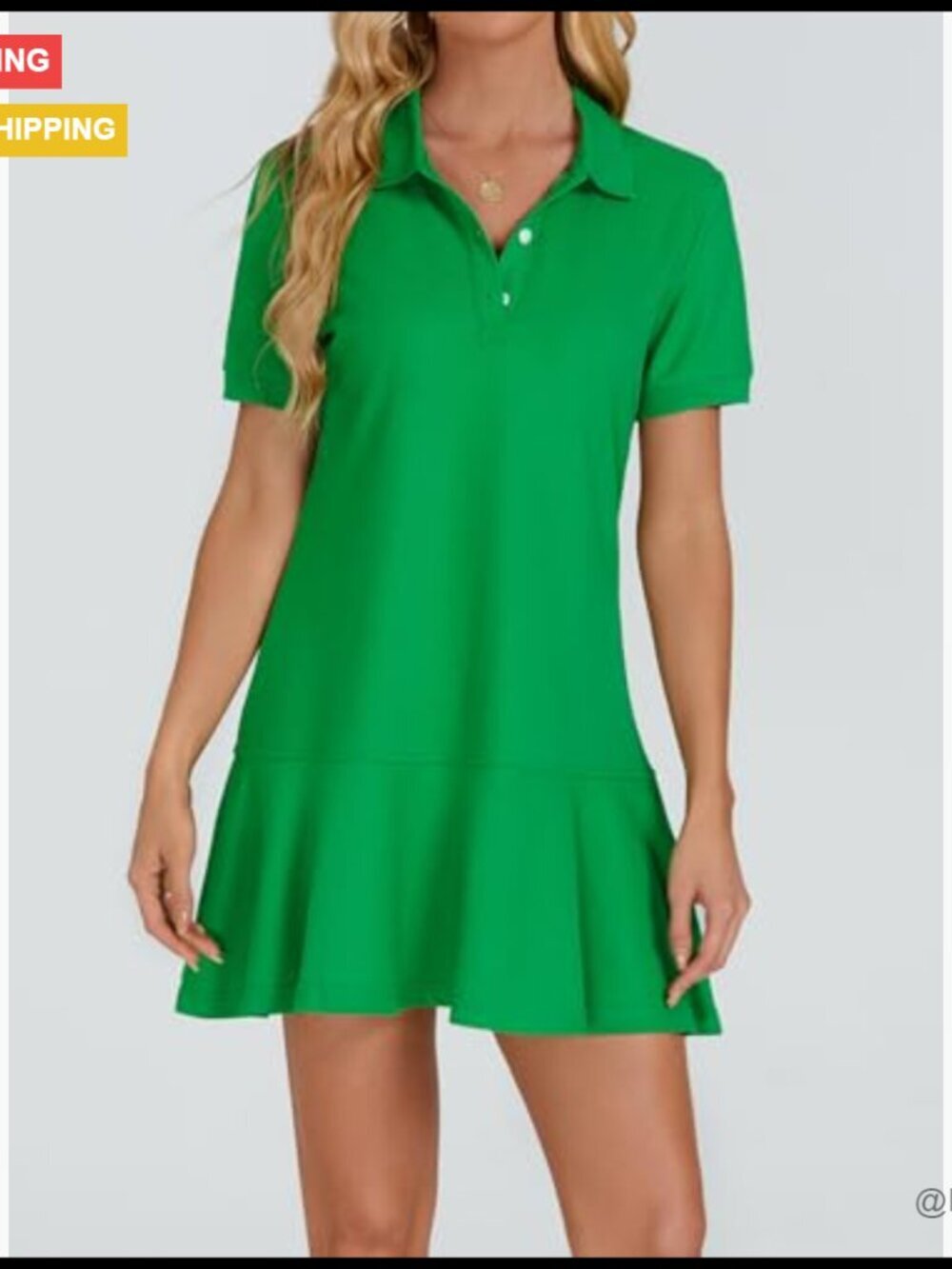 Cotton Blend Polo Dress with Ruffle Hem for Active Summer Wear - Picture 2 of 7